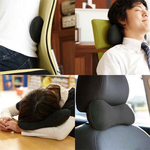 まくらのキタムラ ジムナストミニ Gymnast KM01 チャコールグレー 携帯 枕 クッション 腰 ネックピロー 洗える 日本製