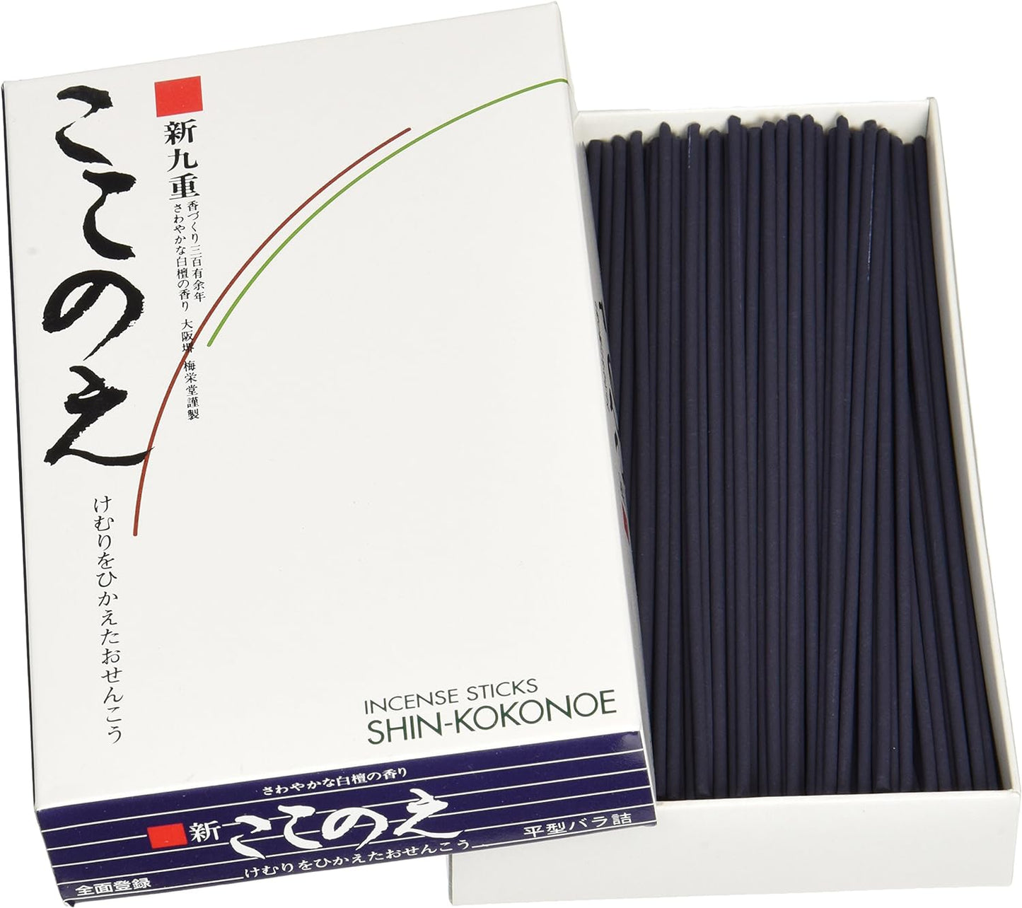 梅栄堂 お線香 新ここのえ(煙控) 短寸平型バラ 158 90g