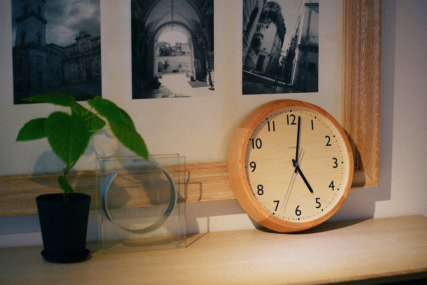 アーガス CHAMBRE DROP CLOCK 電波時計 オーク OAK