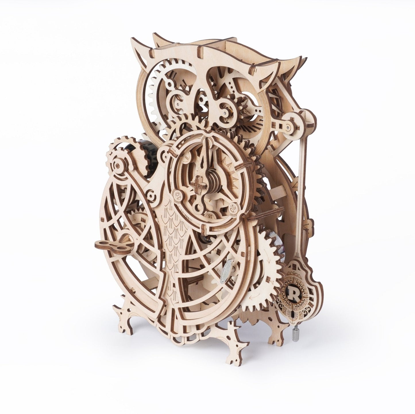 プラザクリエイト つくるんです® LK503 ウッドパズルシリーズ フクロウ時計 Robotime 動く 3D
